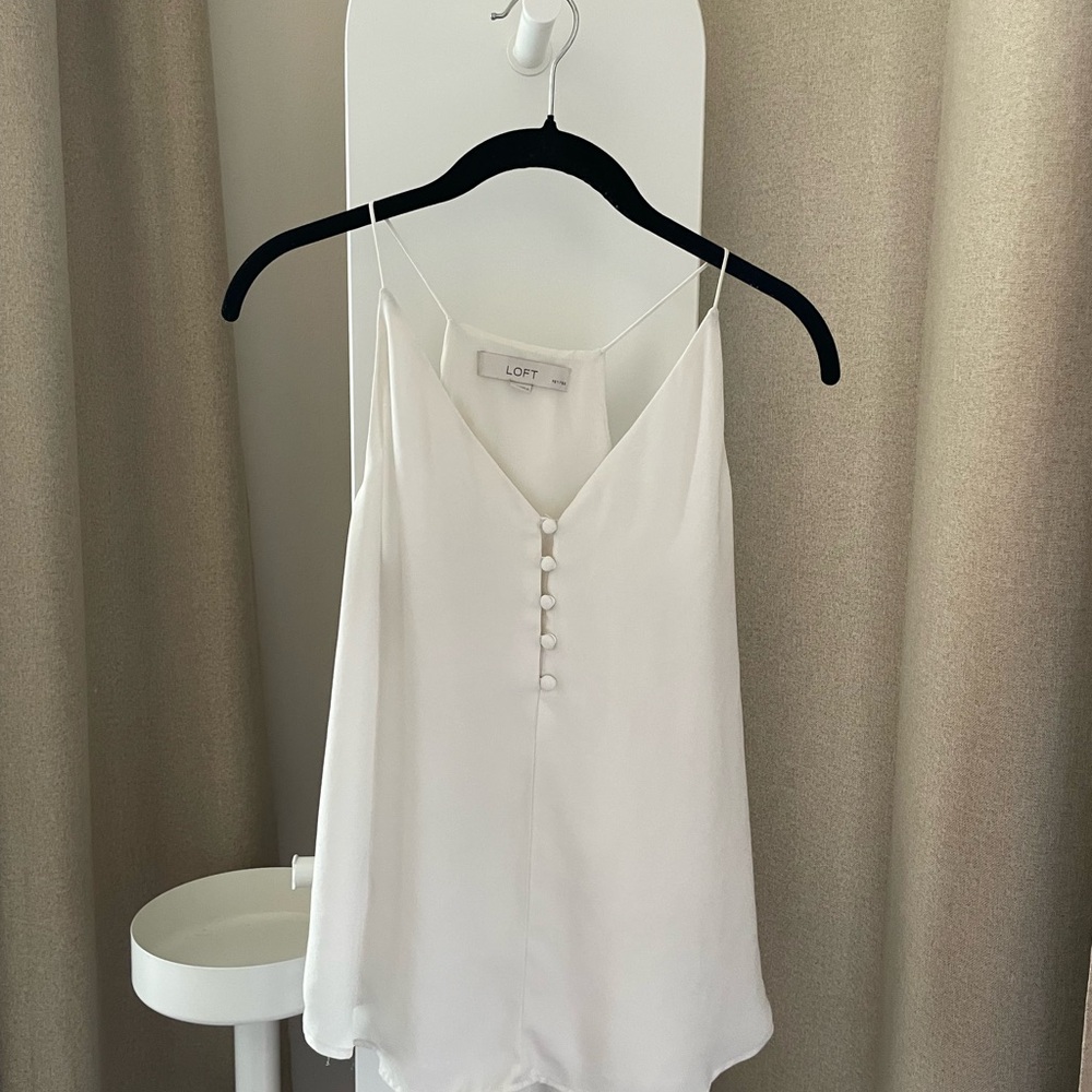 LOFT Women's White Button-Front Top